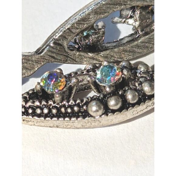 Long Duster Earings 5"Aurora Borealis Crystal Marquesite Post Earrings Vintage - Picture 2 of 9